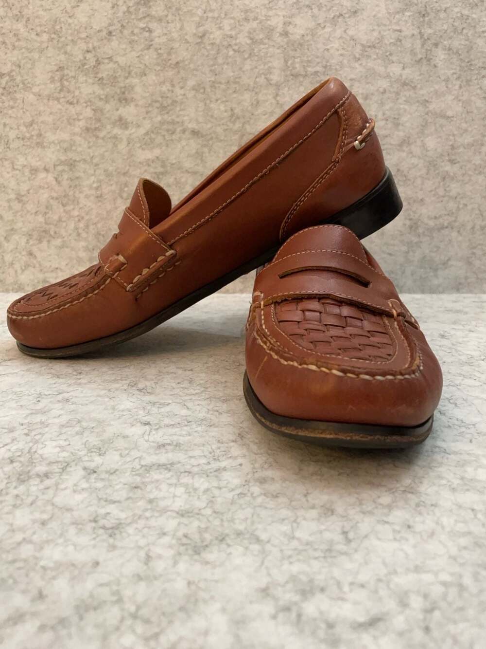 Men’s  10 French Shriner Corolla Woven Leather Penny Loafers